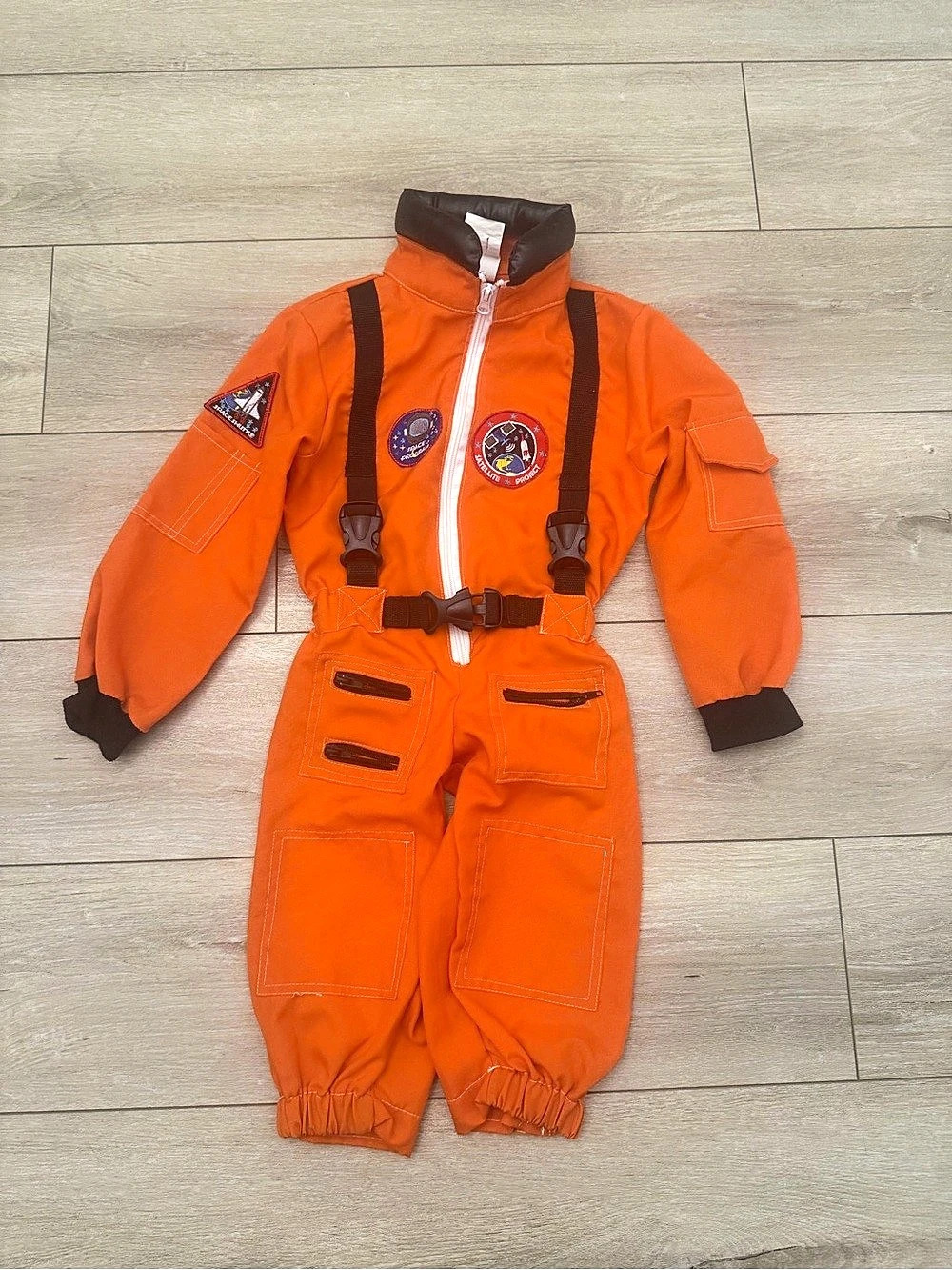 Kids Orange Astronaut Space Suit Costume 3T-4T | Space Program Patches